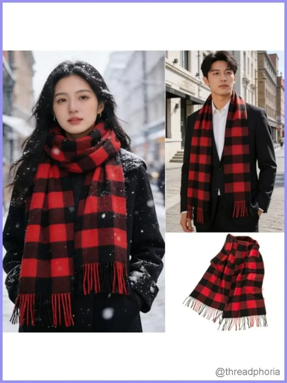 Soft Cashmere Feel Plaid Scarf Wrap Winter Warm